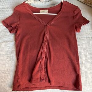Universal Thread Women's Button-Down Top - Brick Red